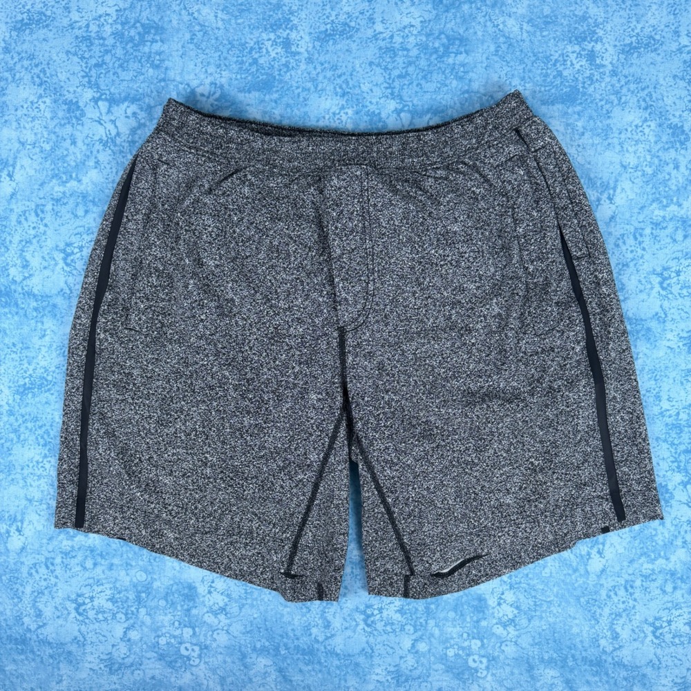 Lululemon Grey Heathered Athletic Gym Shorts with Liner Drawstring Mens XL